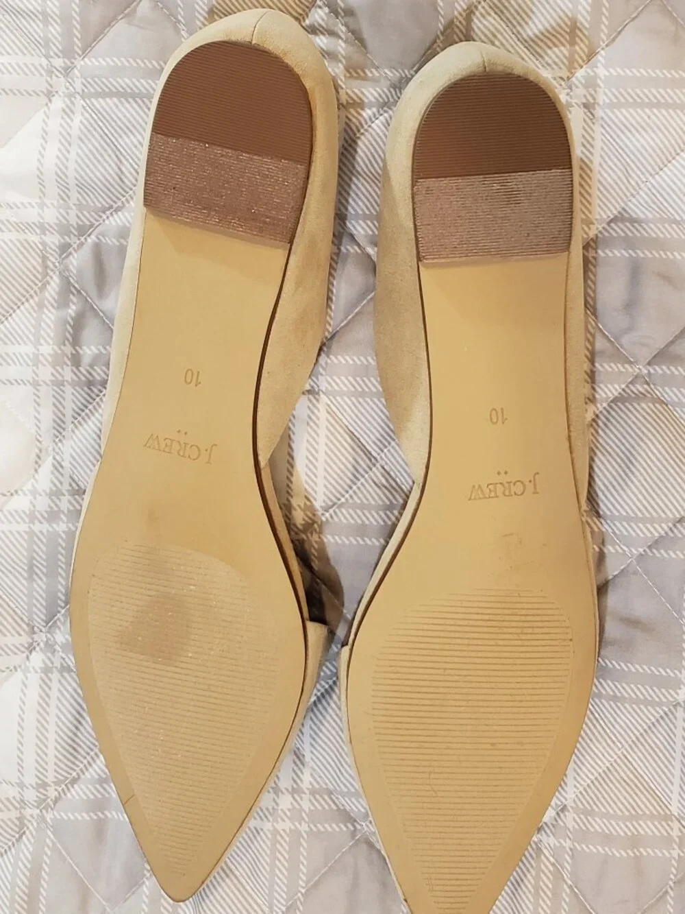 J.Crew Women's Zoe D'Orsay pointed toe flats in tan faux suede Size 10